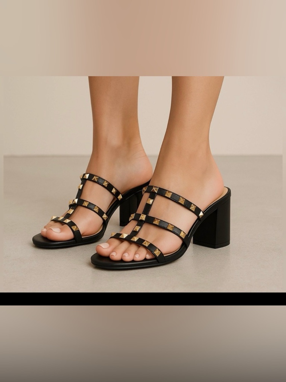 Catherine Malandrino Black Heels with Gold Studs - Picture 7 of 13